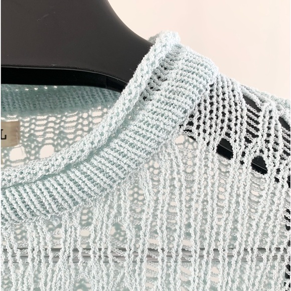 POL Mint Green Open Weave Crewneck Sweater - Picture 2 of 5